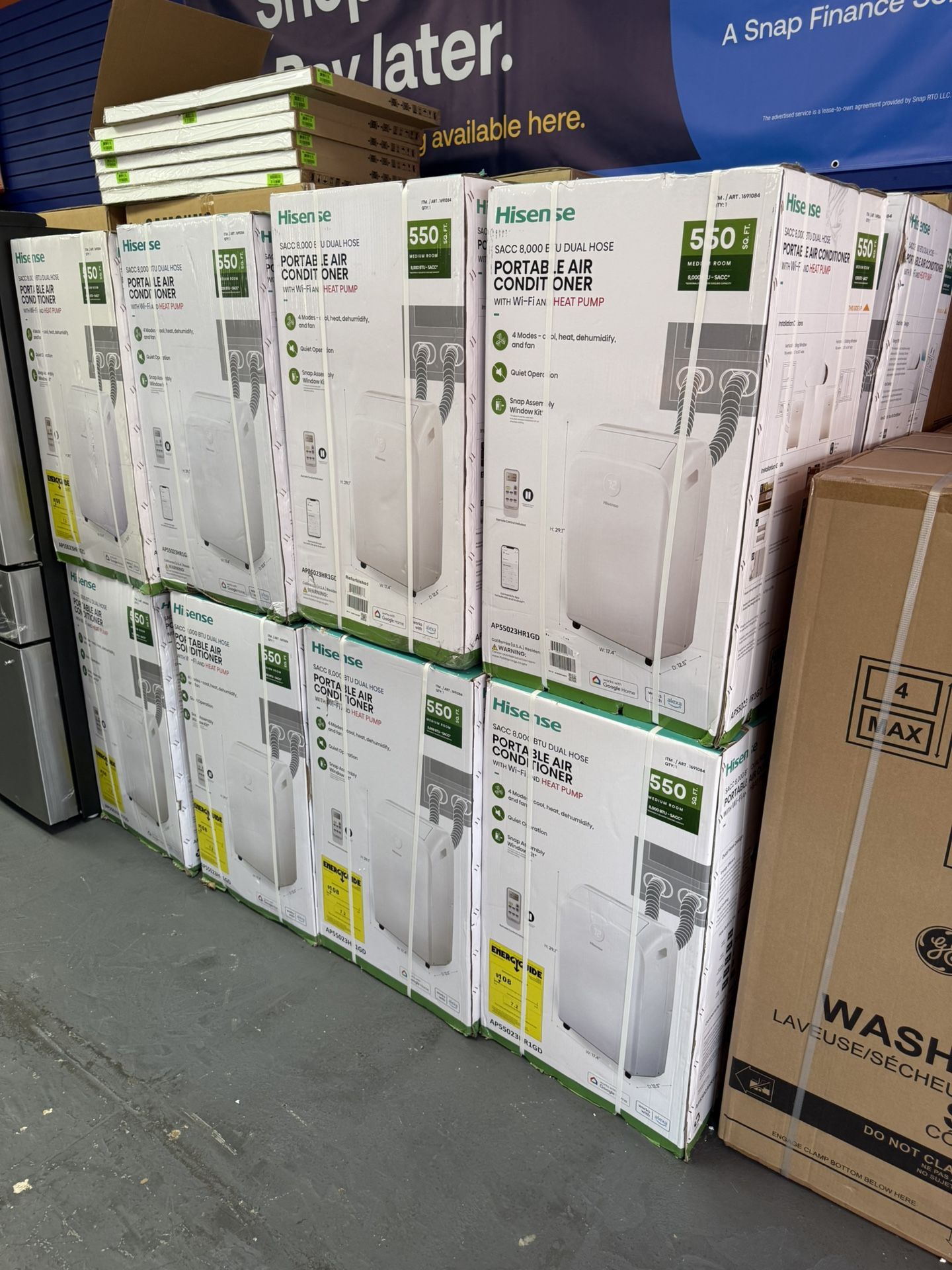 HISENSE PORTABLE AIR CONDITIONER 8,000 BTU 550 SQUARE FEET COOL - HEAT - DEHUMIDIFIER