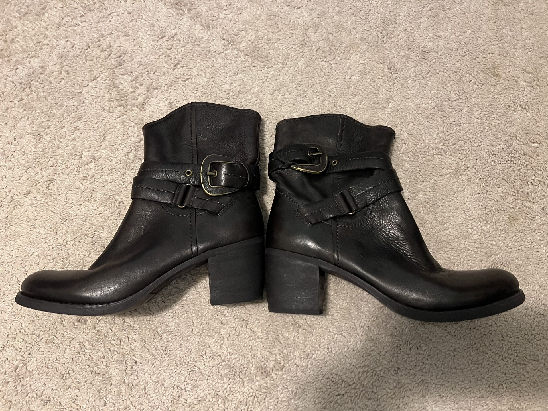 Nine West Chocolate Brown Booties-Leather Upper 8M