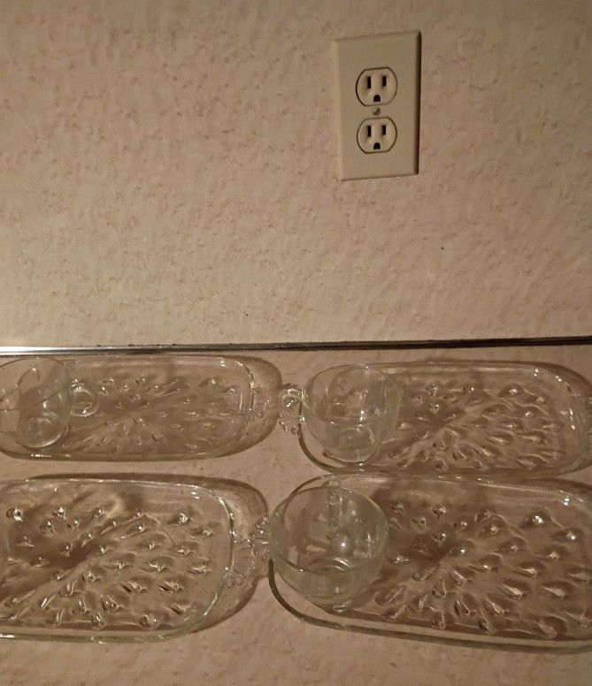 1960s Vintage Crystal  Snack Set