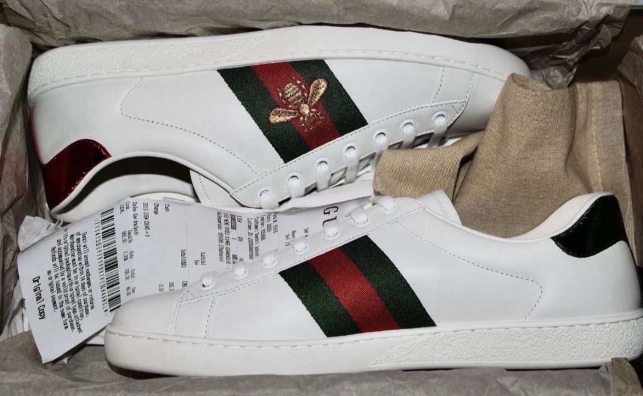Gucci Ace Embroidered Sneaker White Bee