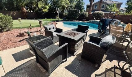 Outdoor Wicker Patio Set with Fire Pit Table