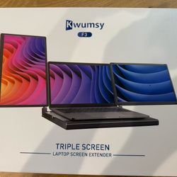 Laptop Screen Extender F3, Triple Portable Monitor 14-inch 360 Degrees Rotation with Stand, IPS FHD 1080P Workstation for Windows/Mac/Linux/Chrome Com