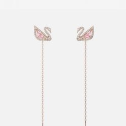 Swarovski Swan Crystals Dazzling Drop Earrings Pink, Rose Gold (contact info removed)