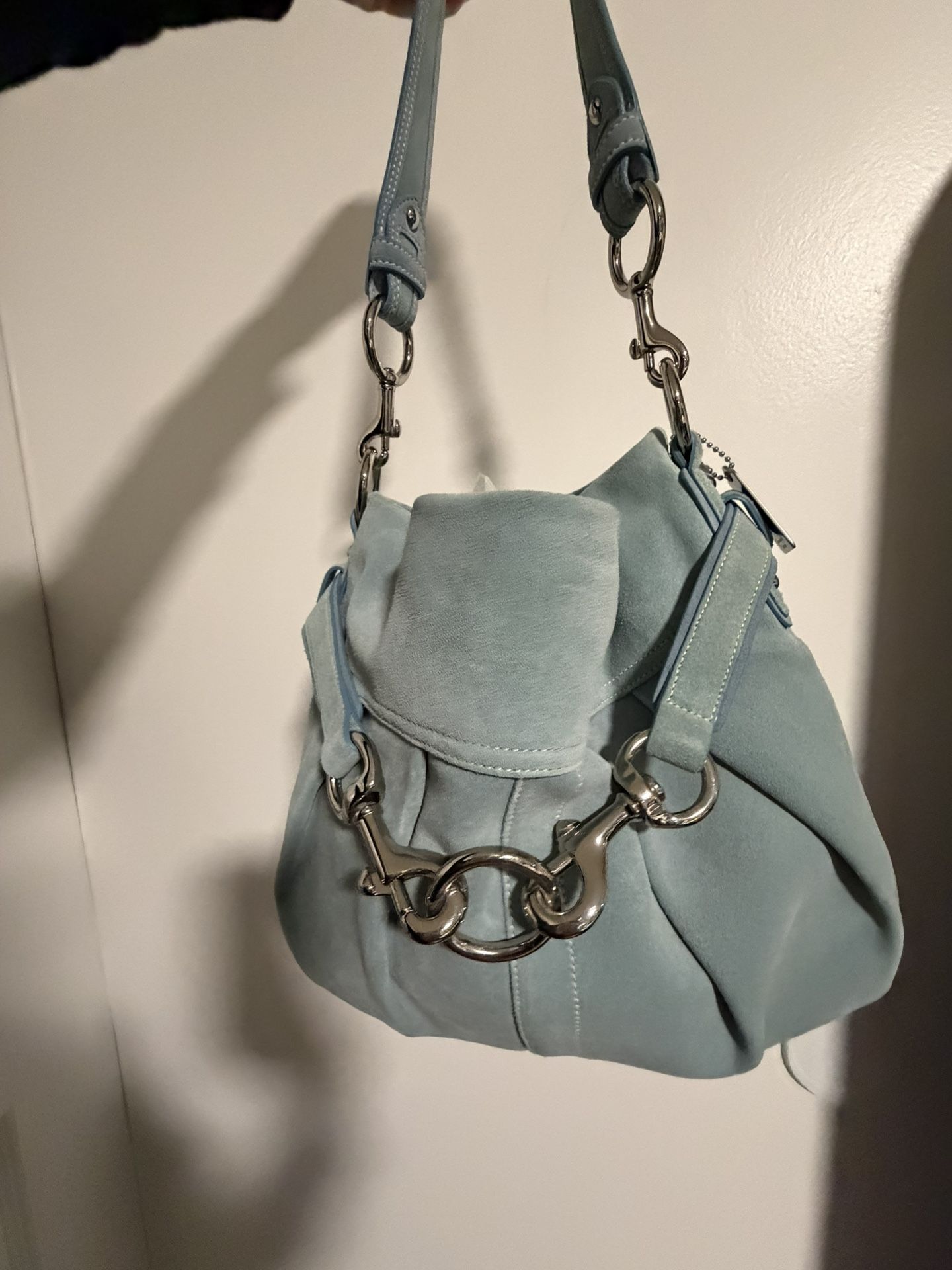 Coach hobo bag made of icy blue suede
