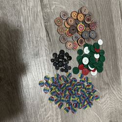 Large Mixed Button Lot – Colorful Craft Buttons, Boho Mandala, Rainbow Stripe, Sewing & DIY Supplies