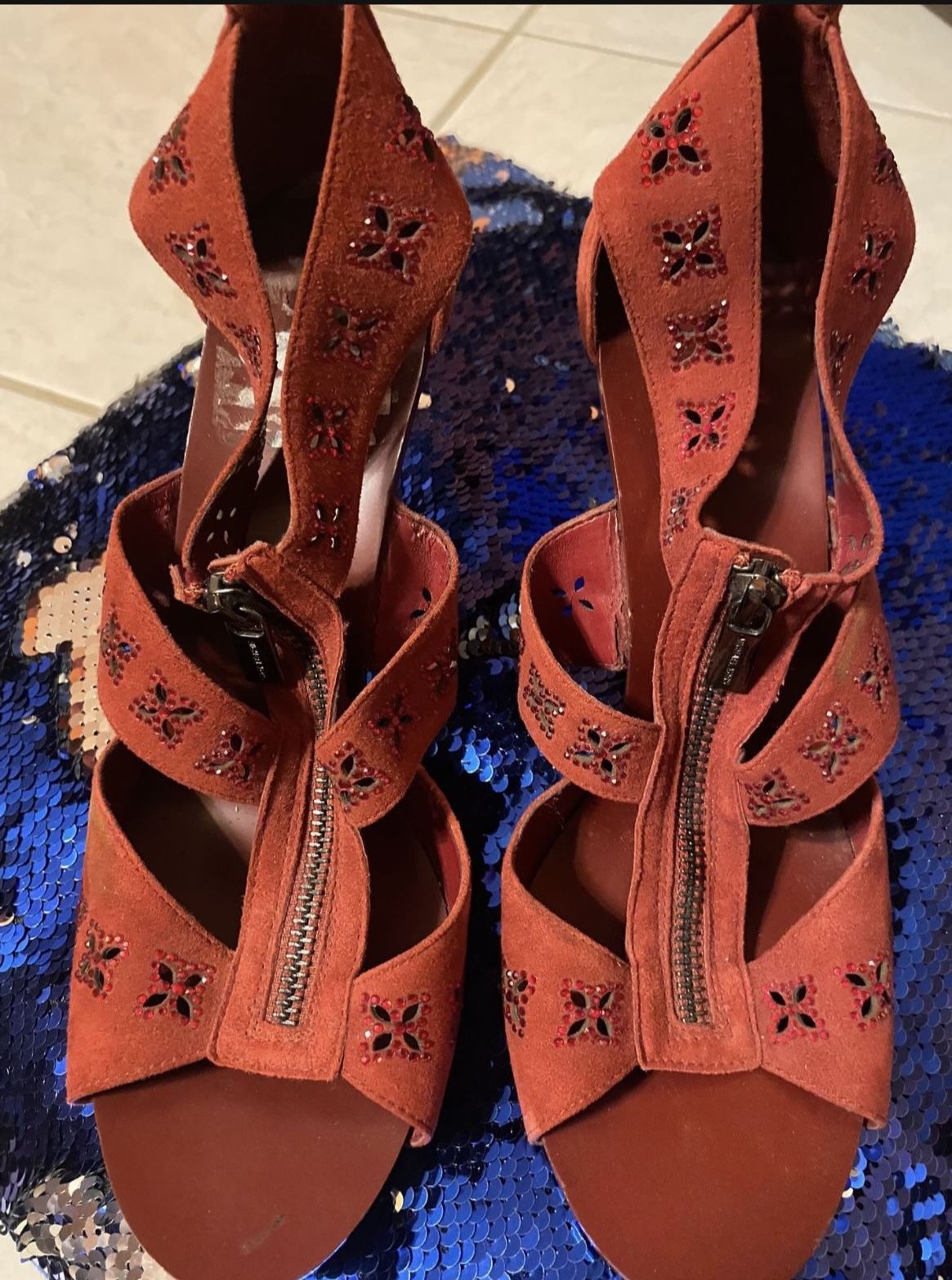 Michael Kors MK Cut Out Rhinestone Heels Pumps Shoes