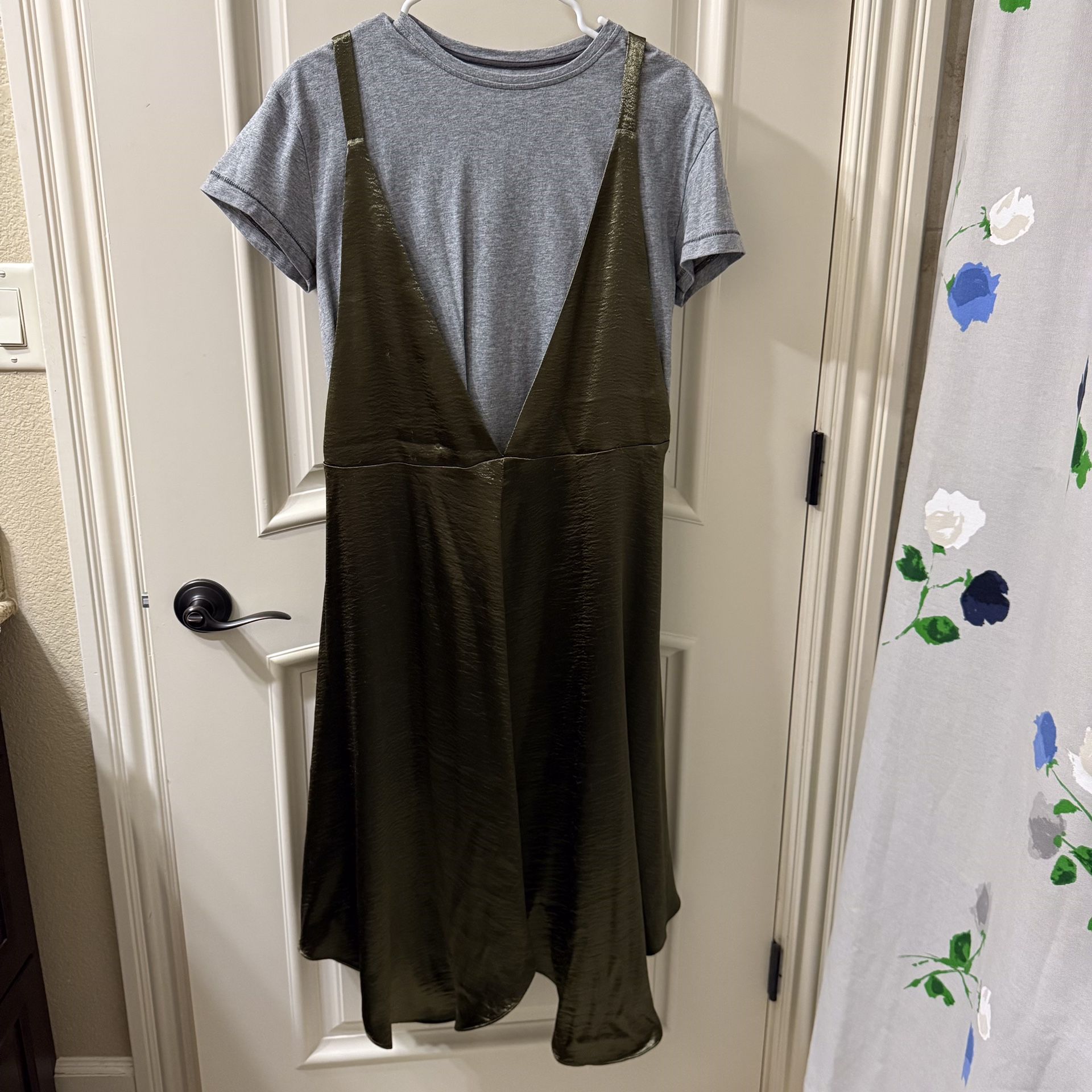 Anthropologie Maeve Satin 2 Piece Set Dress