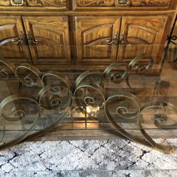 Vintage Metal/Glass Top Coffee Table
