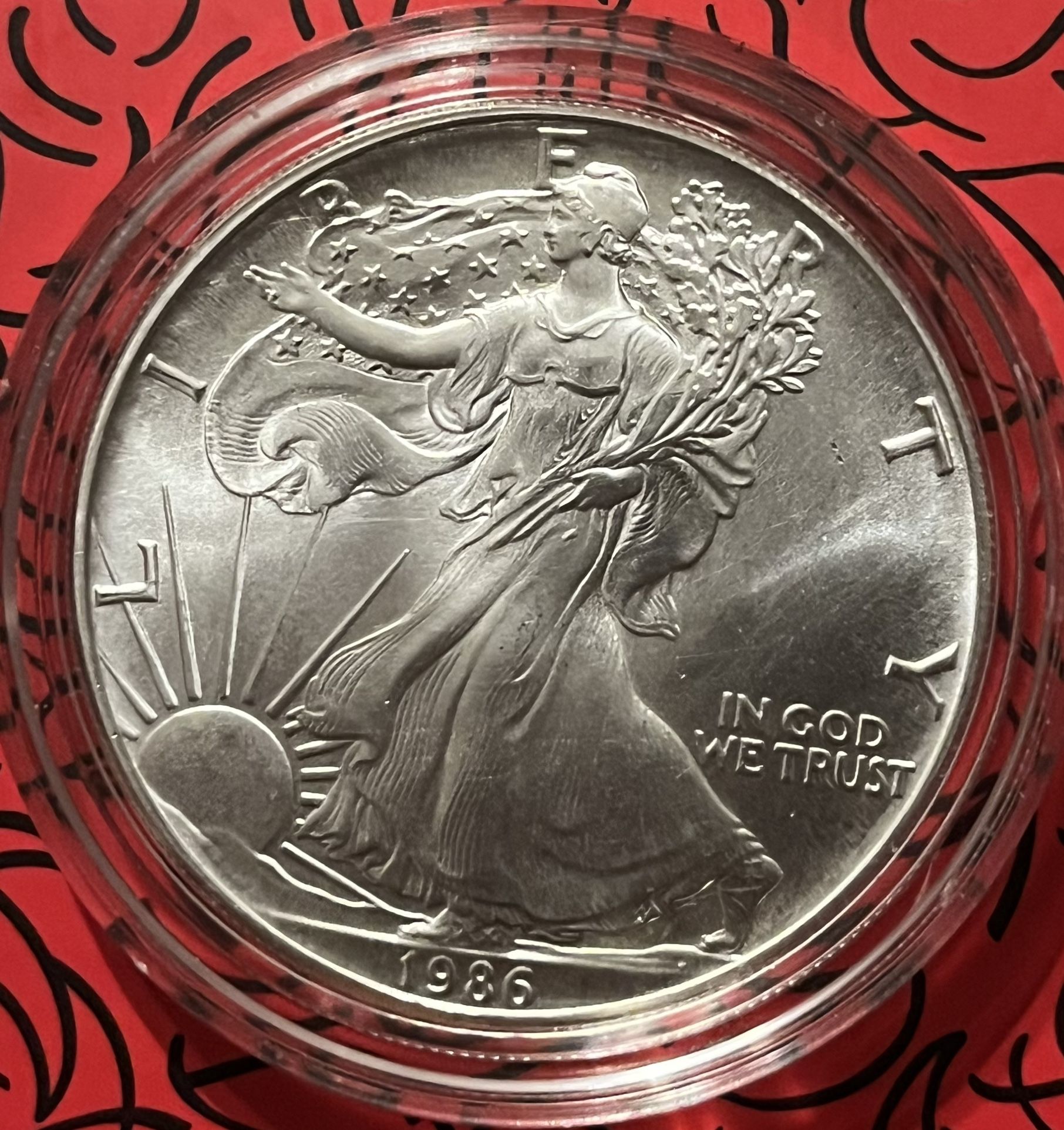 BU 1 Oz Silver 1987 American Silver Eagle Encapsulated,