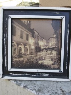 Italian street scene picture frame 17x17