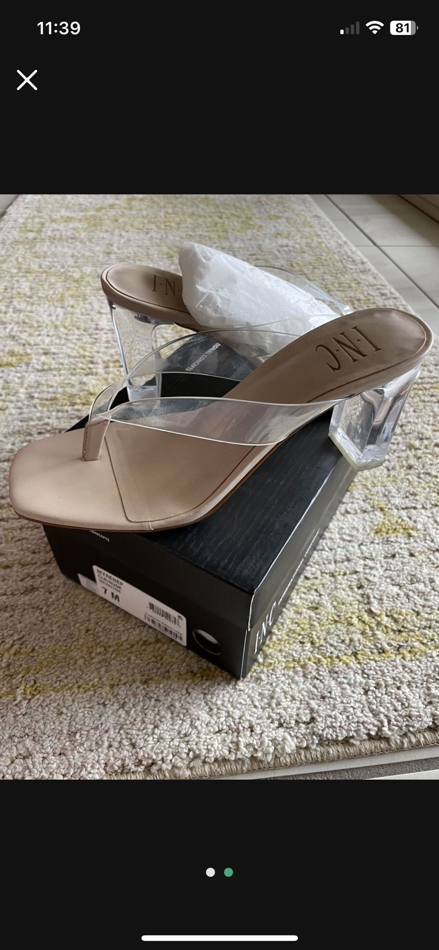 INC Clear Nude Heels Size 7 M