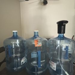 3 5 Gallon Water Jugs + Water Pump 