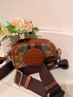 Authentic COACH Dempsey Camera Bag in Signature Jacquard with Stripe & Coach Patch