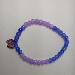 Purple Beaded Butterfly Charm Bracelet 