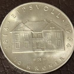 10 Kroner  1964. Norway   Vintage, Collectible 