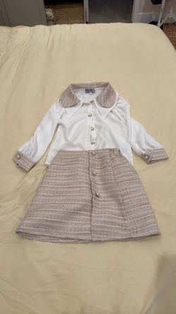 Girls size 8/9 - Two-Piece Blouse and Tweed Skirt Set