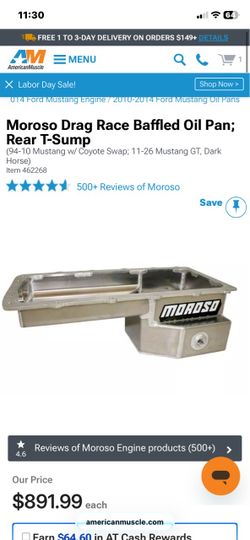 2014 ford mustang gt oil pan Moroso Drag Race Baffled Oil pan