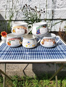 Set of 4 recipe soup bowl/ mugs plus a "fun" mus