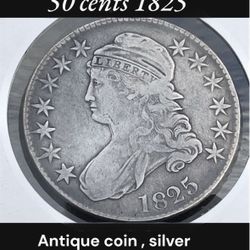 50 cents 1825. Antique Coin USA. 