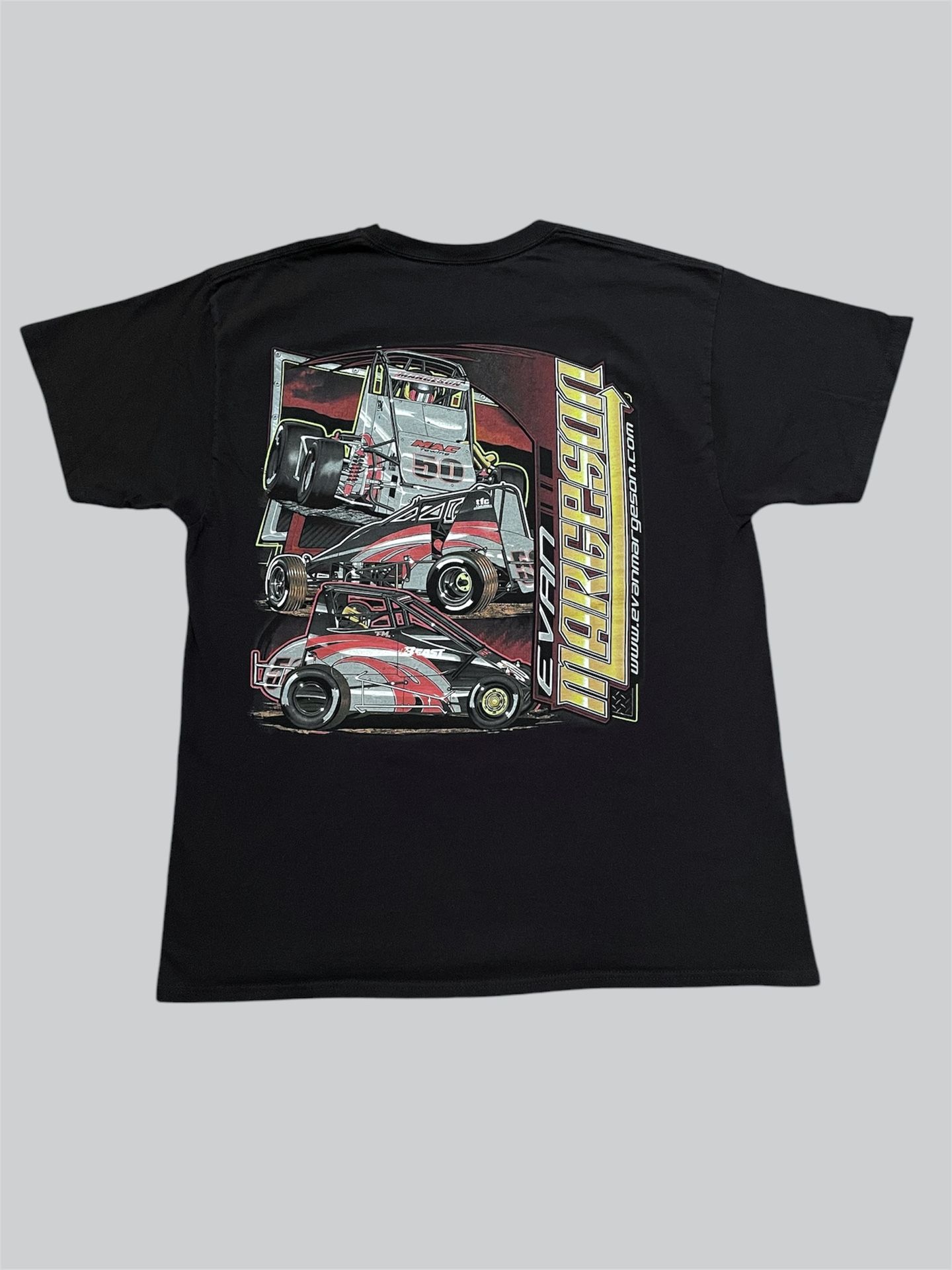 Evan Margeson racing vintage black y2k graphic t shirt Size Large