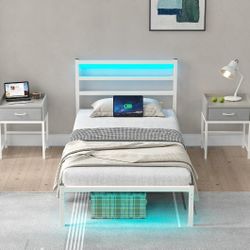 New Twin Size bed with LED Lights and Charging Station