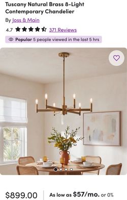 Joss & Main Tuscany Natural Brass 8-Light Chandelier