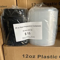 Microwavable Food Containers 28 oz 50 Sets with Lids