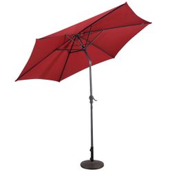 10FT Patio Umbrella 6 Ribs Market Steel Tilt W/ Crank Outdoor Garden Beige