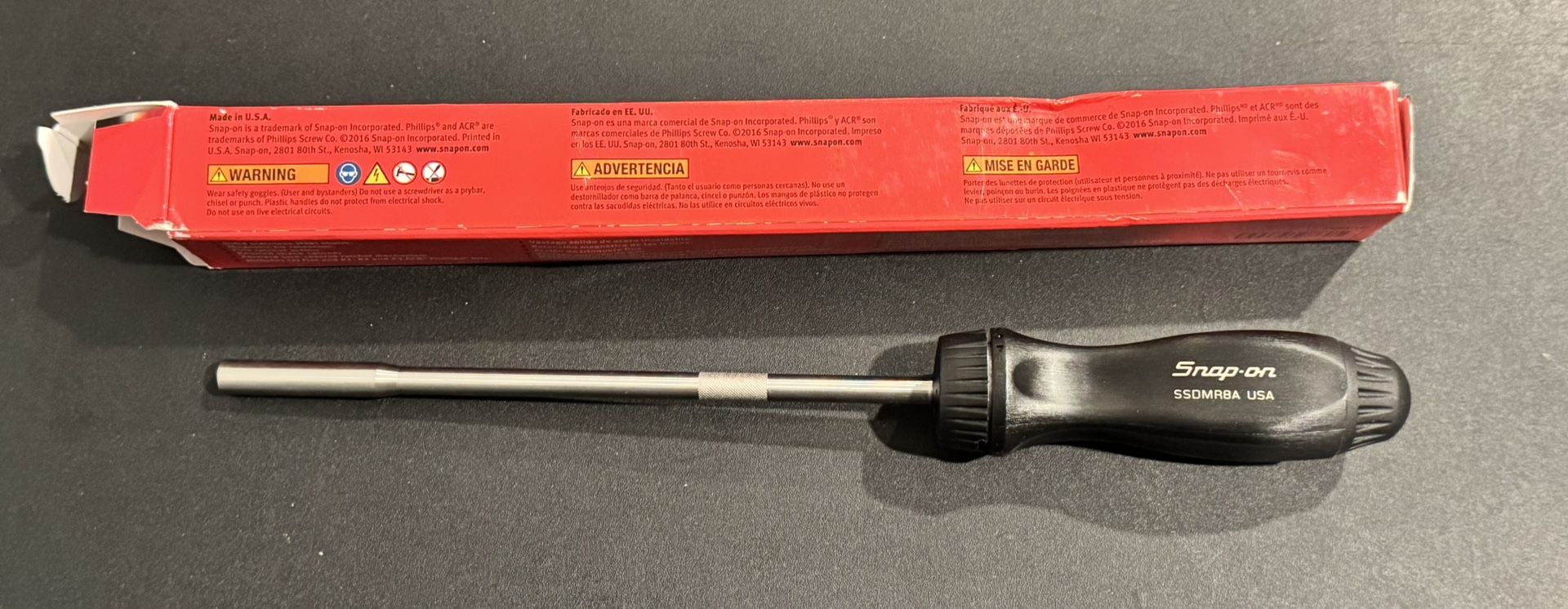 New Snap on SSDMR8A Ratcheting Magnetic. It comes in It’s original packaging and has never been used. Box shows a few crinkles.