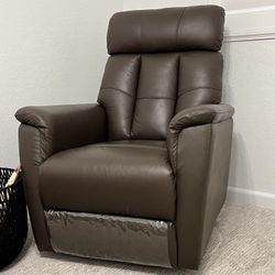 Brown Leather Power Swivel Rocker Recliner