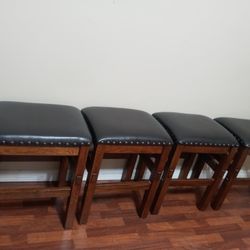 4 Stools Ashley Furniture Counter Height Bar Backless  Chairs Kitchen Dining Pub Black Brown