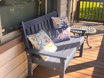 Navy Blue Outdoor Resin all Weather Patio Bench