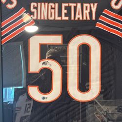 Custom Framed Mike Singletary Signed Jersey Authenticated By Beckett