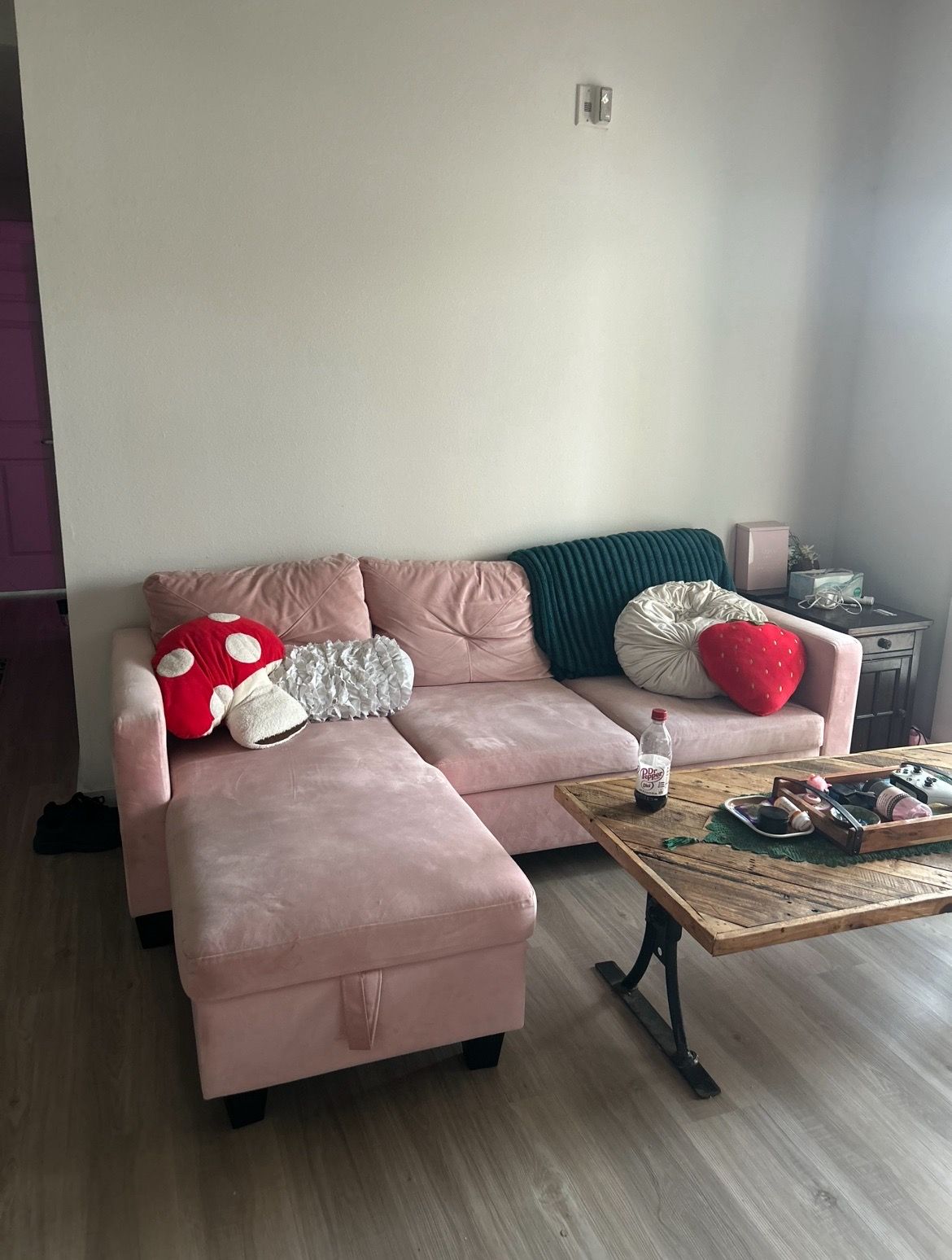 Pink sectional couch