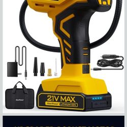 KeenPower Cordless Tire Inflator Portable Air Compressor, 160PSI Car Tire Air Pump, 21V Rechargeable Battery Powered Air Compressor, Dual Power, Large