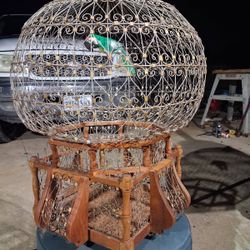 Early 20th Century Victorian Style Wood and Iron "Balloon" Birdcage