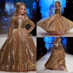 NEW KIDS LONG SLEEVES GOLD DRESS