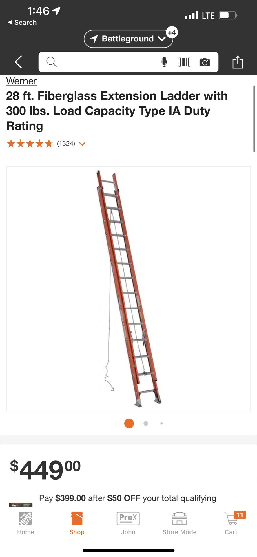 Ladder 28' Extension Fiberglass Ladder