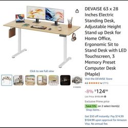 DEVAISE 63x28 Inch Standing Electric Desk