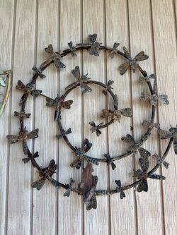 rustic metal dragonfly swirl wall art sculpture
