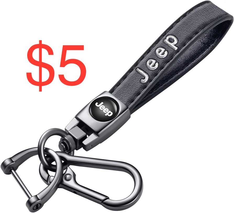 Etusur Genuine Leather Car Keychain Fit for Jeep Grand Cherokee Wrangler Compass Renegade Patriot Grand Comander Car Keyring Accessory Keychain, Famil