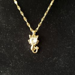Jewelry Cat Pendant Necklace Stainless Steel New 