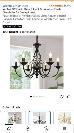 VerRon 22" Matte Black 6-Light Farmhouse Chandelier