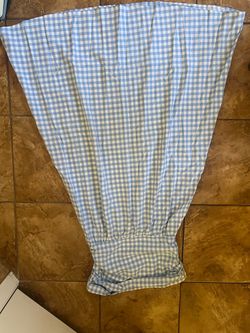 Blue White Gingham Check Curtain Panel M