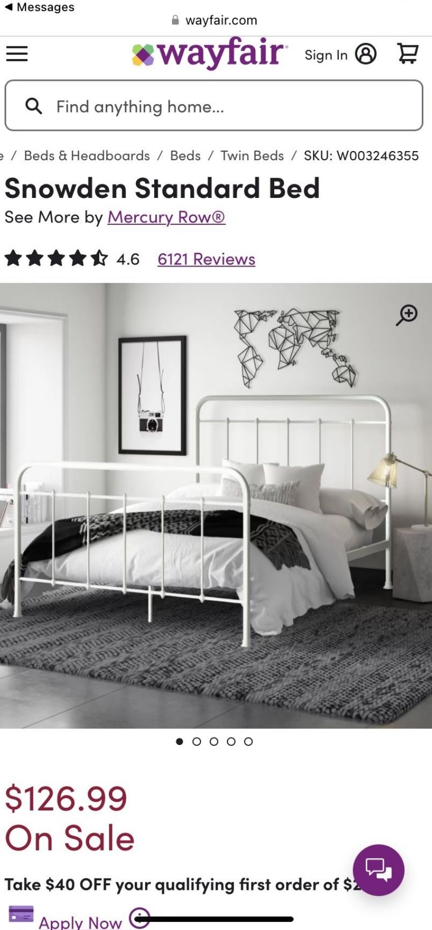 FREE White/Cream Twin Bed Frame (New In Box)