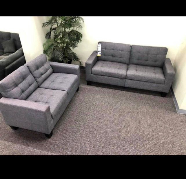 2pc gray sofa set 