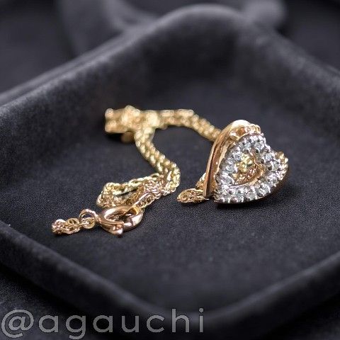 โจ14K Yellow Gold ๐๐Diamond Mini Heart Shape Pendant Necklace ๐