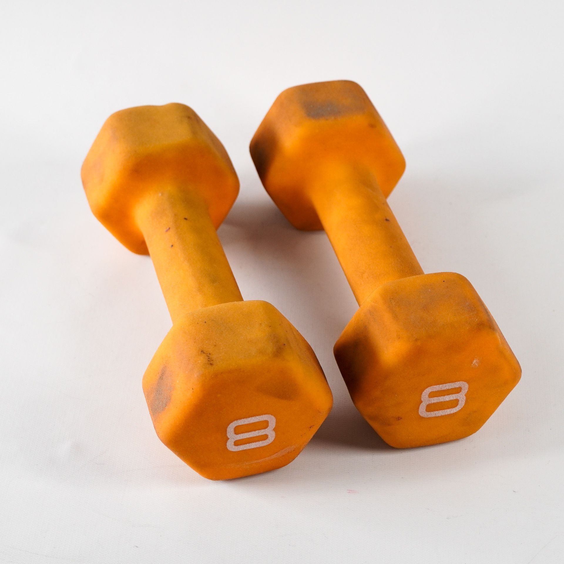 2X 8lb Orange Dumbbell Weights Exercise Equipment Fitness Gym Gear