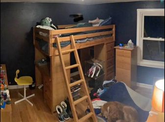 FREE Lofted twin bed frame with desk and drawers
