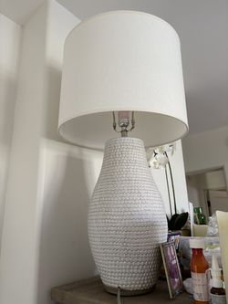 Title: Set of 2 Large Textured White Ceramic Table Lamps – $175 OBO